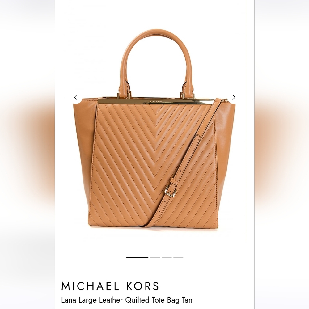 Michael Kors Lana Large Quilted Tote Bag Tan